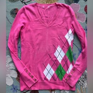 Pink Argyle V-Neck Sweater Lilly Pulitzer